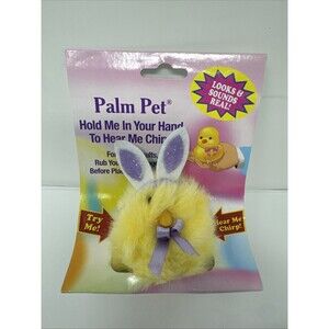 Vtg DanDee Palm Pet Easter Chick Plush Stuffed Animal Toy Purple Bunny Ears
